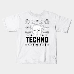 TECHNO  - Face The Tech (black) Kids T-Shirt